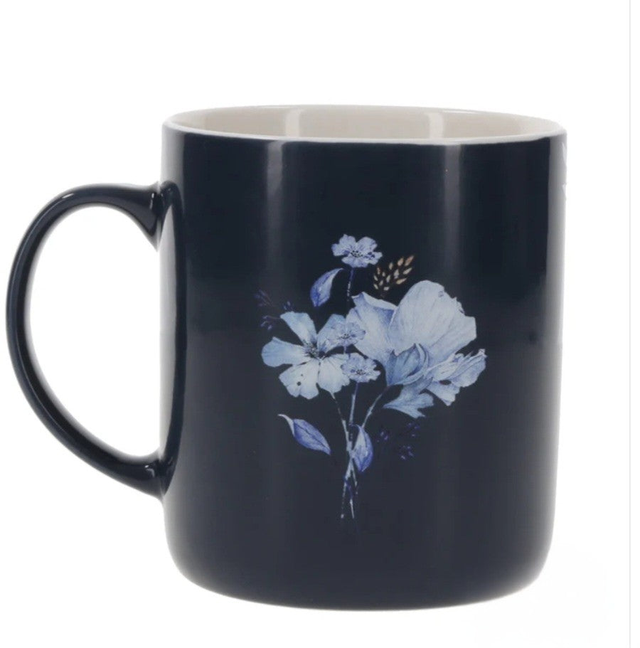 Grace Floral Navy Blue Ceramic Mug