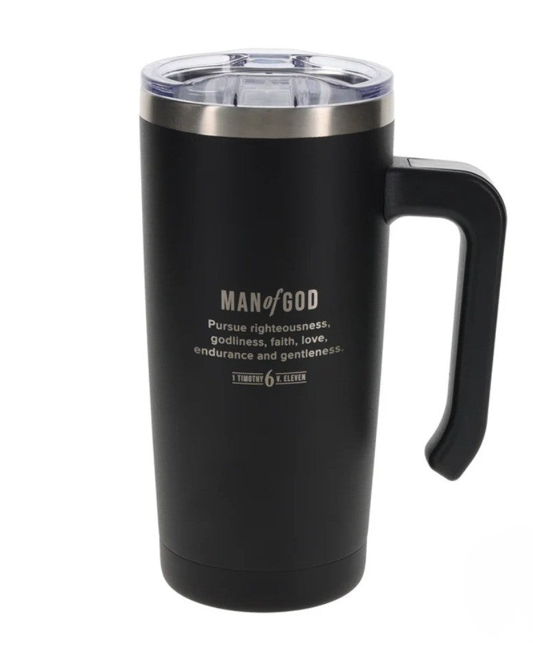 Man of God Black Stainless Steel Travel Mug with Handle