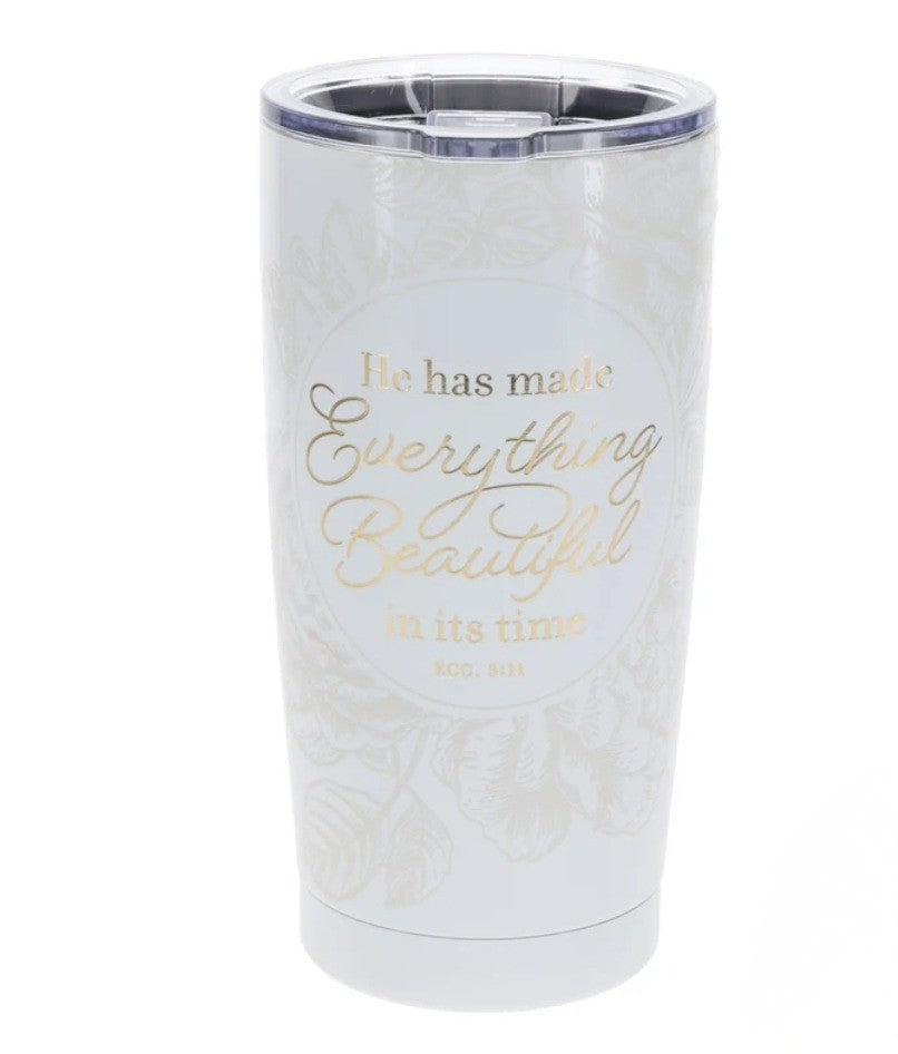 He Has Made Everything Beautiful In Its Time White Stainless Steel Travel Mug
