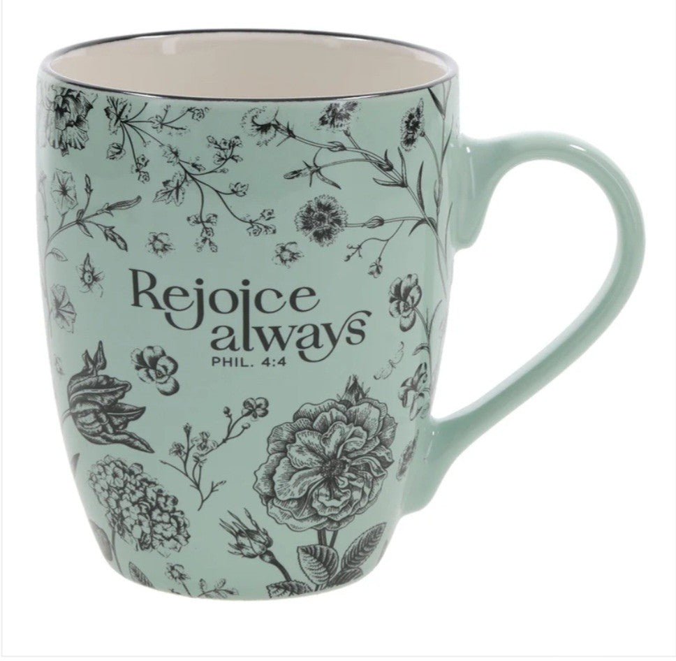 Rejoice Always Green Ceramic Mug