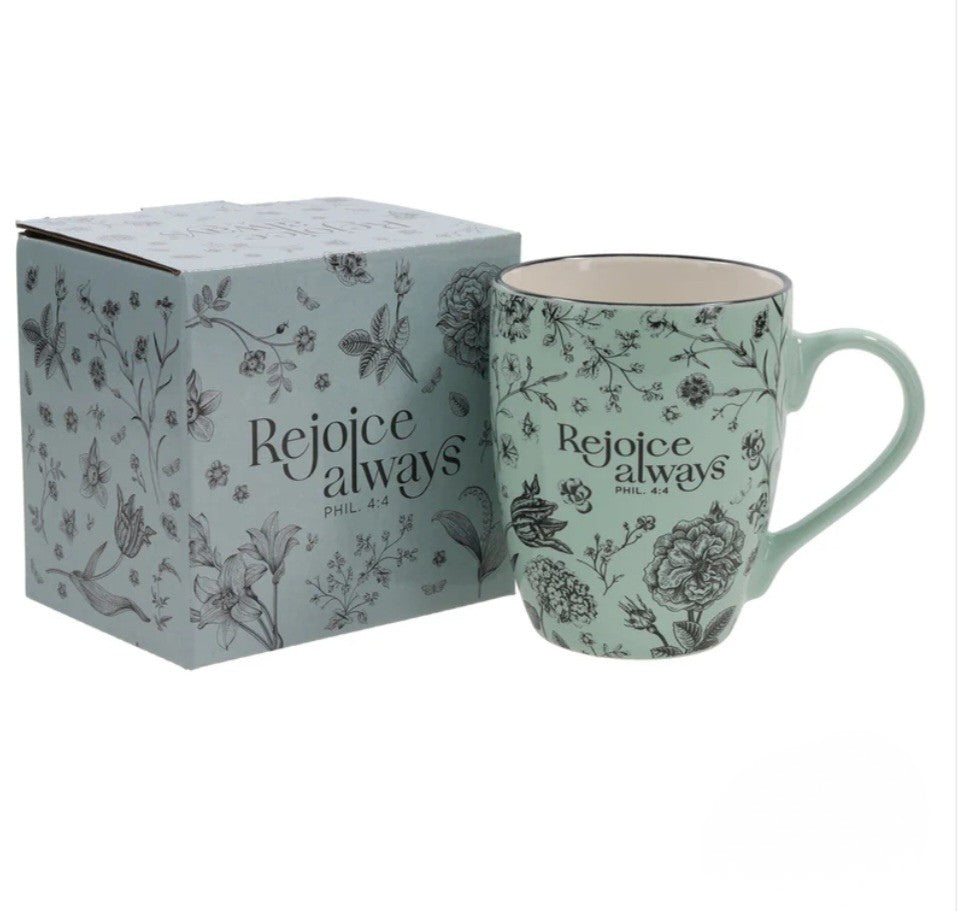 Rejoice Always Green Ceramic Mug