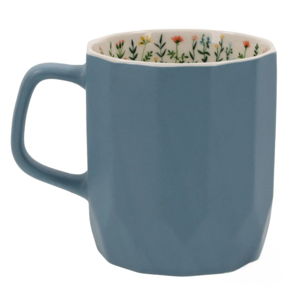 Morning Motivation Blue Ceramic Mug