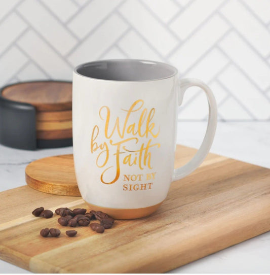 Walk By Faith Not By Sight White Ceramic Mug